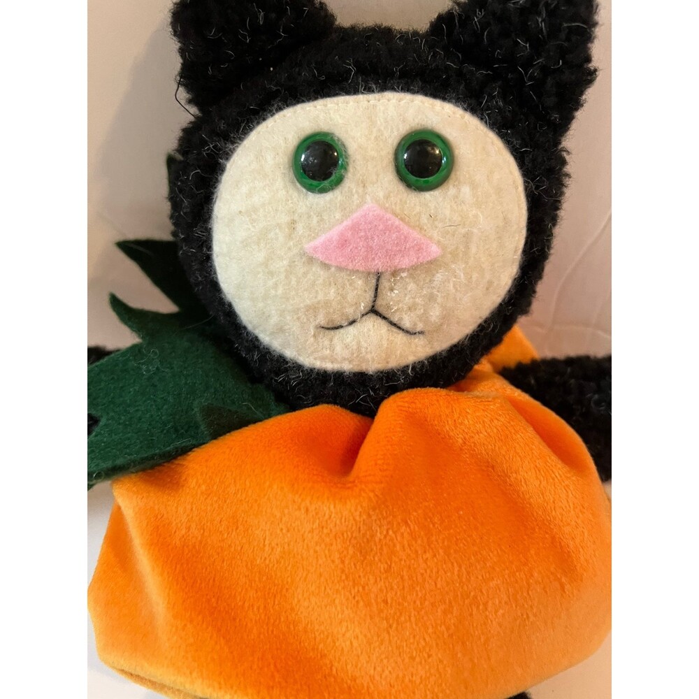 Artisan Flair Plush Pumpkin Black Cat Miss Elle’s Collection Stuffed Animal